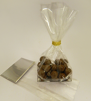 Large Clear Block Bottomed Chocolate Bag with Silver Card Base